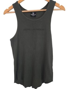 Gorilla Mode Ribbed Tank Top Medium Olive Green Gym Fitness Athletic